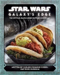 A cookbook with a burger on it and the superscript Star Wars Galaxy's Edge Cookbook.