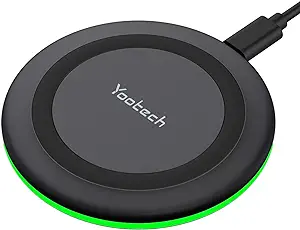 Yootech Wireless Charger | 10W Max Fast Wireless Charging Pad | Compatible with iPhone 15/15 Plus/15 Pro Max/14/13/SE 2022/12/11/X/8 | Samsung Galaxy S22/S21/S20 | for AirPods Pro 2 | No AC Adapter