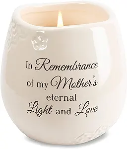 Pavilion Gift Company Light Your Way Memorial 19179 in Memory of Mother Ceramic Soy Wax Candle, White, 8 oz