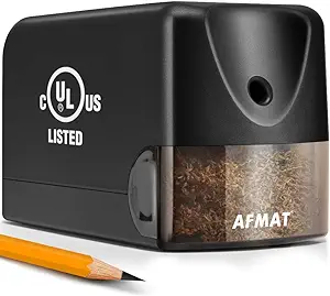 AFMAT Electric Pencil Sharpener, Heavy Duty Classroom Pencil Sharpeners for 6.5-8mm No.2/Colored Pencils, UL Listed Industrial Pencil Sharpener w/Stronger Helical Blade, Best for School