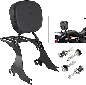 Motorcycle Passenger Low Backrest Sissy Bar with Luggage Rack and Docking Hardware Kits Compatible with for Sportster XL 883 1200 2004-2023