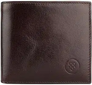 Maxwell Scott - Personalized Mens Luxury Leather Wallet with Coin Pocket Pouch - The Ticciano - Dark Brown