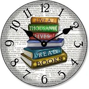 Library Wall Clock | Ultra Quiet Quartz Mechanism | Hand Made in USA Beautiful Crisp Lasting Color | Comes in 8 Sizes | 12-Inch