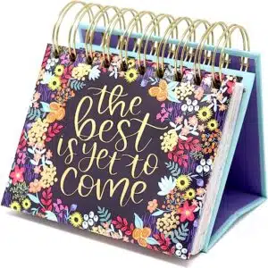 bloom daily planners Undated Perpetual Desk Easel/Inspirational Standing Flip Calendar - (5.25" x 5.5") (The Best is Yet to Come)