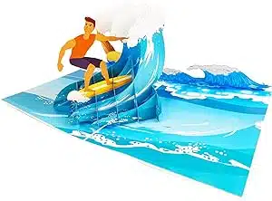 Surfer Pop Up Birthday Card - Surfing, Ocean, Happy Birthday, Just Because, Special Days, Retirement, Graduation, Friendship,Anniversary Card, Unique Gifts For Men, Women