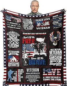 POQUSH Veteran Gifts,Veteran Fathers Gift,Vietnam Veteran Gifts,Veteran Gifts for Men,Hard Head Veterans,Gifts for Veterans,Navy/Army/Air Force Veteran Gifts,Proud Patriotic Veterans Blanket 60”x50”