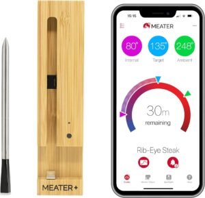 MEATER Plus: Wireless Smart Meat Thermometer with Bluetooth | Long Range | Measures Internal & Ambient Temp | for BBQ, Oven, Grill, Kitchen, Smoker