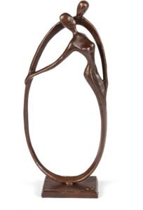 Danya B. Circle of Love Bronze Sculpture - Contemporary Home Decor - Modern and Elegant Couple Embrace of Eternal Love for Wedding