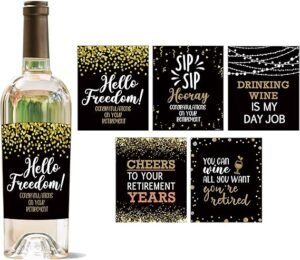 YouFangworkshop Retirement Wine Bottle Labels For Women and Men Retirement Party Decoration Supplies Milestones Sticker