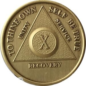 10 Year Bronze AA Recovery Medallion / Coin – Anniversary or Birthday Medallions / Coins / Tokens / Chips / Commemorative