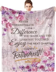 Retirement Gifts for Women 2024 Blanket 60"×50", Happy Retirement Gifts for Nurses Teachers Mom Wife Female, Retired Gifts for Women, Farewell Gifts for Coworkers Boss, Funny Retirement Throw Blankets