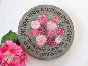 TEACHER RETIREMENT, Retirement Gifts, Retirement Garden Stone, 12" Round Cement Stone, 17 lbs