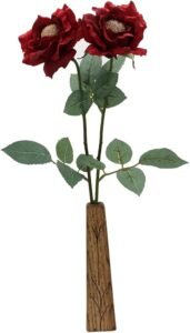 8th Year Wedding Anniversary 2-Stem Bronze Wool Roses 18 inches Tall with Vase