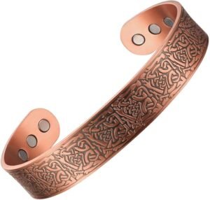 Viking Bronze Nordic Style Copper Magnetic Cuff Bracelets for Men & Women, with Ultra Strength Magnets - Adjustable