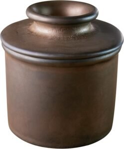 a Countertop French Ceramic Butter Dish Keeper for Spreadable Butter, Bronze Matte