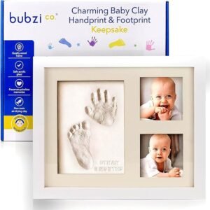 Bubzi Co Baby Footprint Kit, Baby Foot and Hand Print Kit, Baby Keepsake Frame, Nursery Pictures Frames, Hand Print Mold Kit, New Mom Gifts