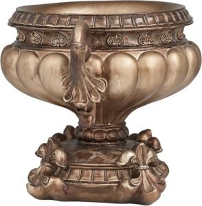 Deco 79 Polystone Ornate Decorative Bowl, 17" x 11" x 11", Bronze