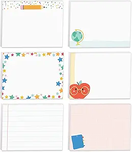 Cute Teacher Icons Sticky Note Pads / 4" x 3" Repositionable Classroom Sticky Notes