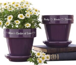 Personalized Garden Of Love Engraved Flower Pot - Ceramic Indoor/Outdoor Plant Pot