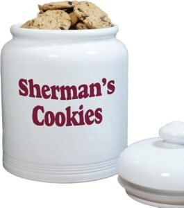 Any Message Personalized Ceramic Cookie Jar, 10", Airtight Lid for Food Storage, Two Custom Lines of Text