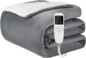 Soft Heated Blanket Electric Throw 50x60inch,Heating Blanket Throw with 9 Hours 6 Temp Heating Levels Auto Off