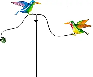 Hummingbird Metal Garden Stakes, in Motion Spinner Garden Balancing Stake